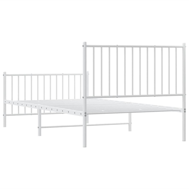 Bowery Hill Contemporary Powder-Coated Steel Twin Bed Frame in White