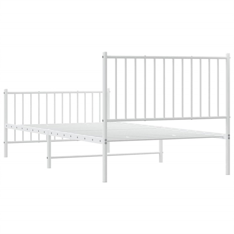 Bowery Hill Contemporary Powder-Coated Steel Twin Bed Frame in White