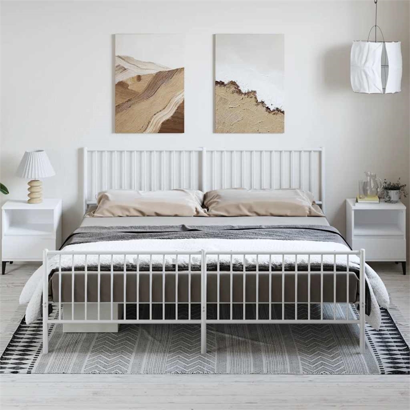 Bowery Hill Contemporary Rectangular Queen Metal Bed Frame in Steel