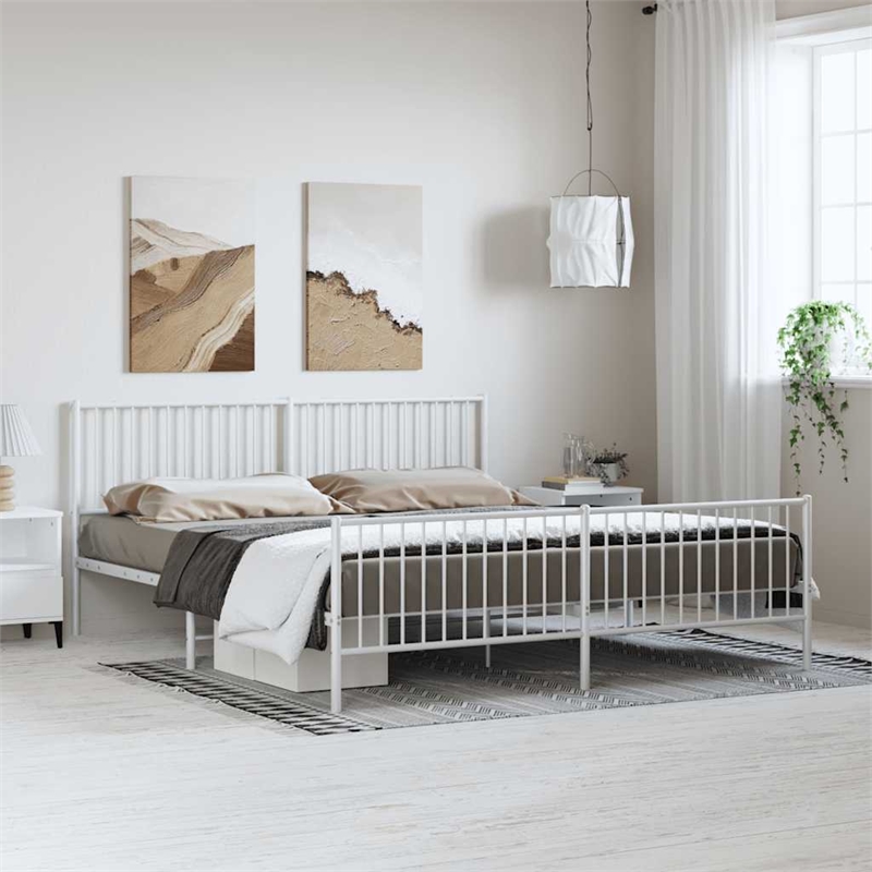 Bowery Hill Contemporary Rectangular Queen Metal Bed Frame in Steel