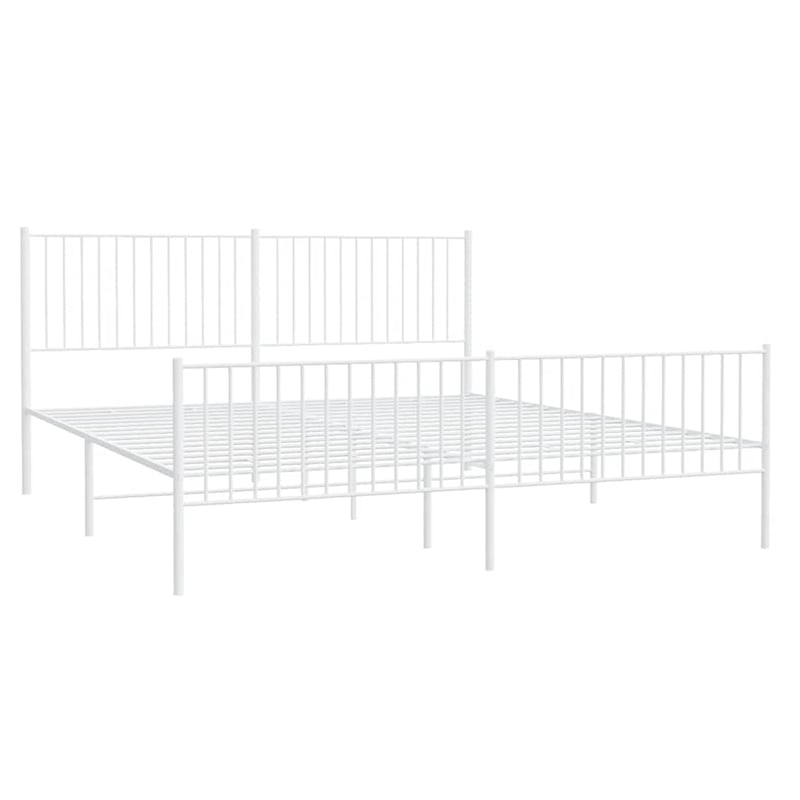 Bowery Hill Contemporary 76 X 80 Powder-Coated Steel Bed Frame in White