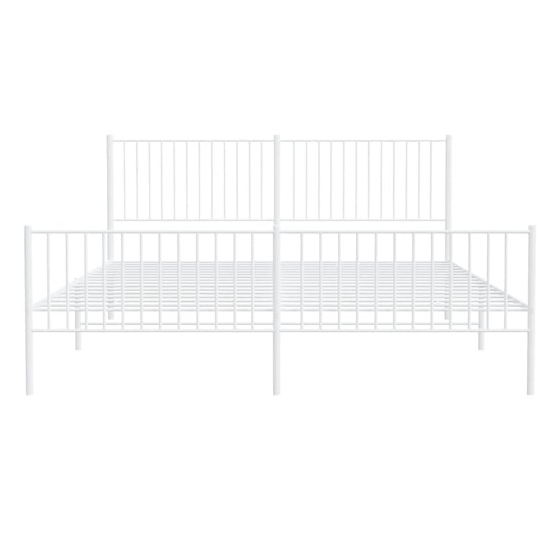 Bowery Hill Contemporary 76 X 80 Powder-Coated Steel Bed Frame in White