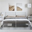 Bowery Hill Contemporary 76 X 80 Powder-Coated Steel Bed Frame in White