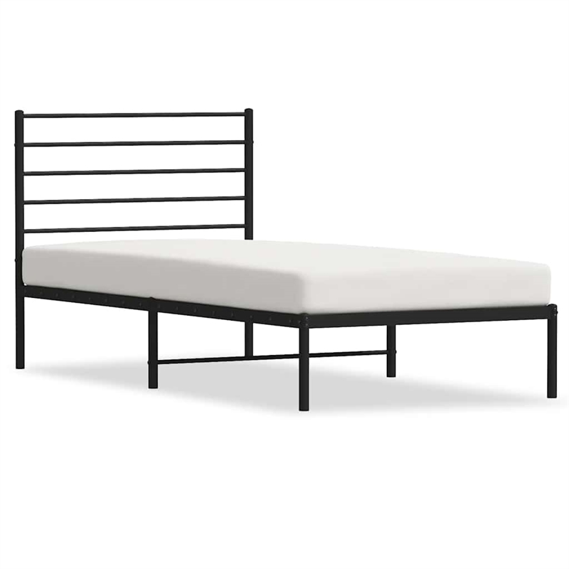 Bowery Hill Contemporary Powder-Coated Steel Twin Bed Frame in Black
