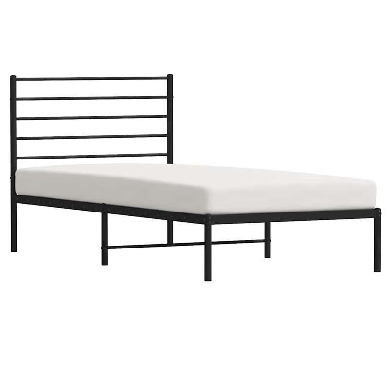 Bowery Hill Contemporary Powder-Coated Steel Twin Bed Frame in Black