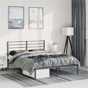 Bowery Hill Rectangular Powder-Coated Steel Full Bed Frame in Black