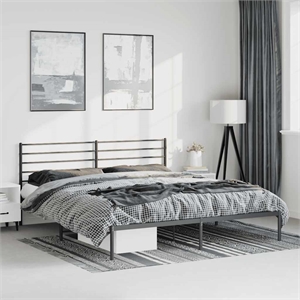 Bowery Hill Rectangular Steel Cal King/Double Bed Frame in Black