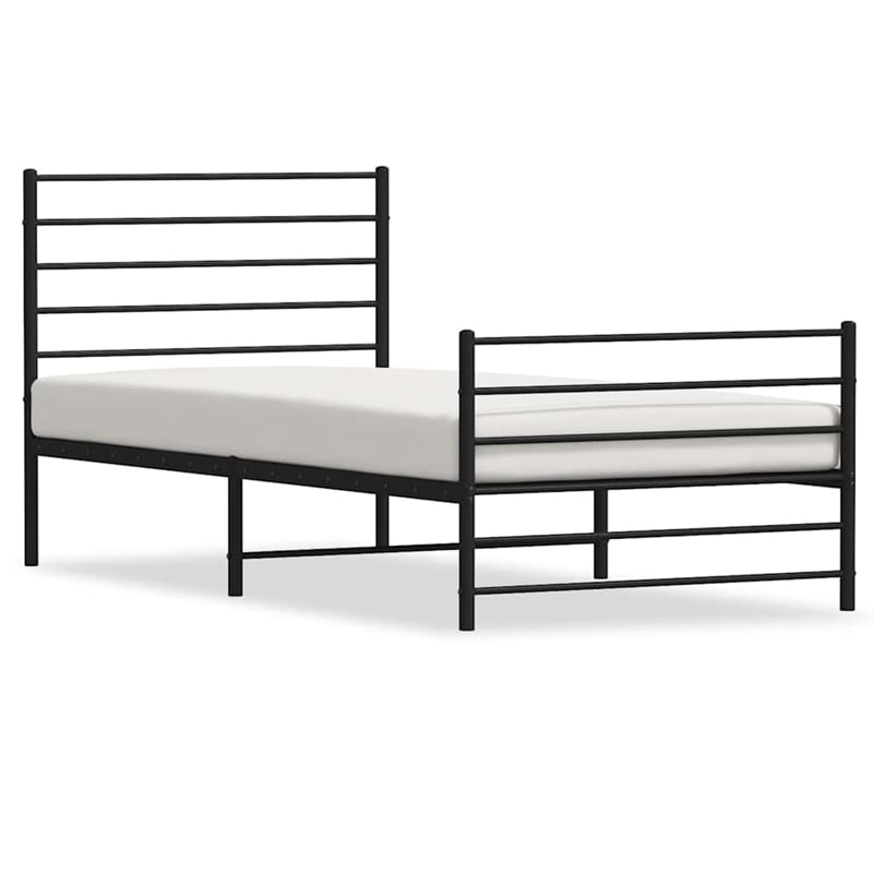 Bowery Hill Contemporary Powder-Coated Steel Twin Bed Frame in Black