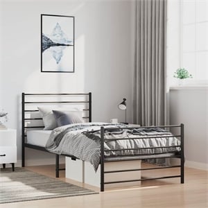 Bowery Hill Contemporary Powder-Coated Steel Twin Bed Frame in Black
