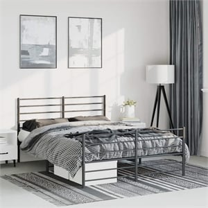 Bowery Hill Rectangular Traditional Steel King Bed Frame in Black
