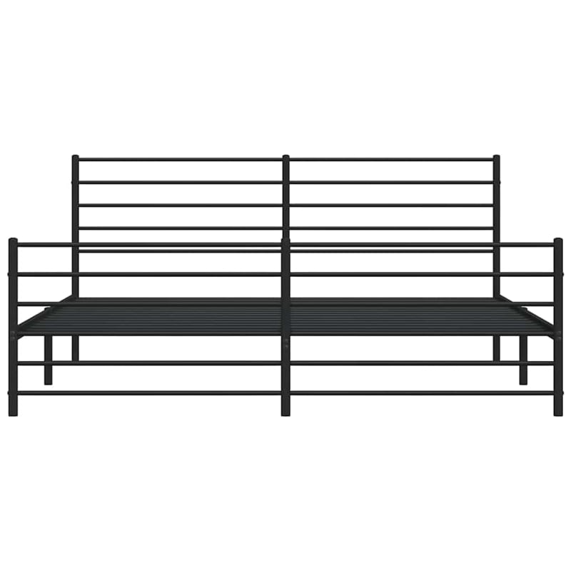 Bowery Hill Contemporary 76 X 80 Powder-Coated Steel Bed Frame in Black
