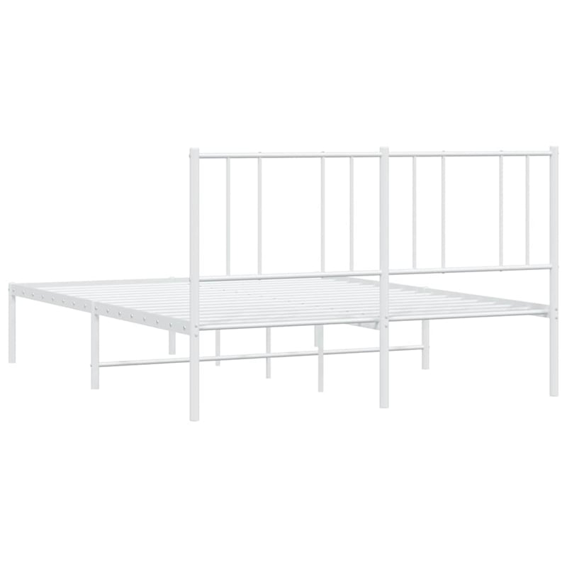 Bowery Hill Powder-Coated Steel Queen Size Bed Frame in White