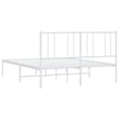 Bowery Hill Powder-Coated Steel Queen Size Bed Frame in White