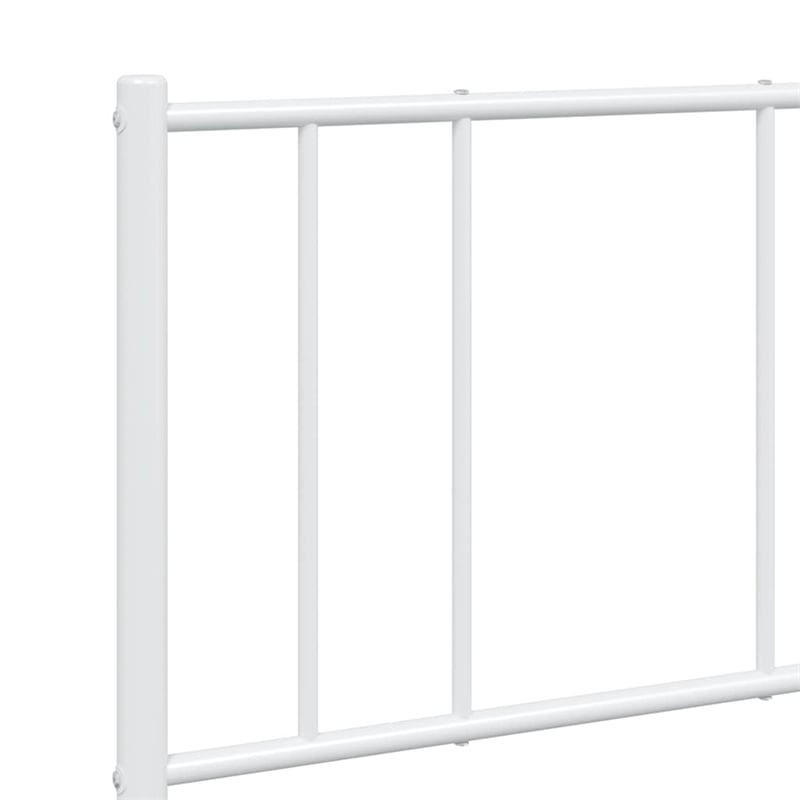 Bowery Hill Powder-Coated Steel Queen Size Bed Frame in White