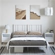Bowery Hill Powder-Coated Steel Queen Size Bed Frame in White