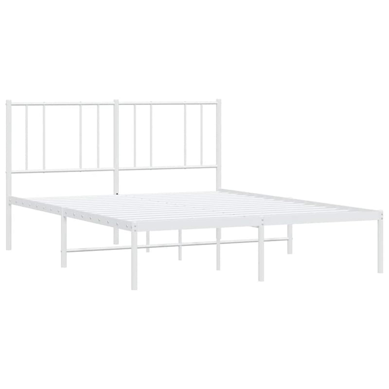 Bowery Hill Powder-Coated Steel Queen Size Bed Frame in White