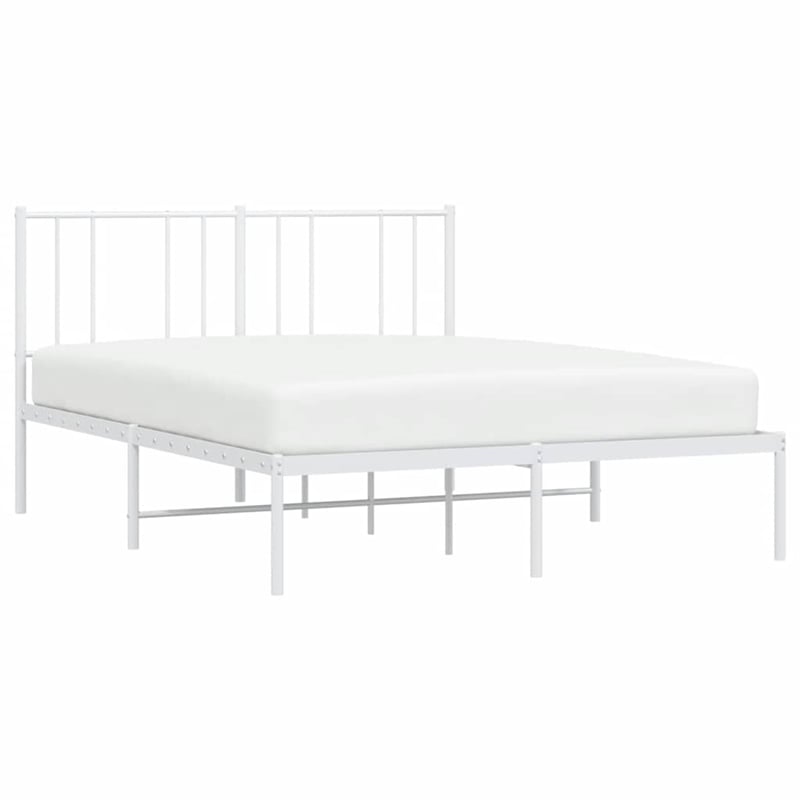 Bowery Hill Powder-Coated Steel Queen Size Bed Frame in White