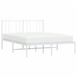 Bowery Hill Powder-Coated Steel Queen Size Bed Frame in White