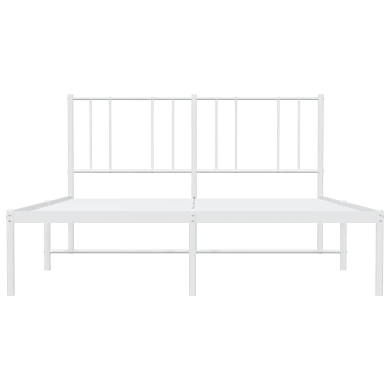 Bowery Hill Powder-Coated Steel Queen Size Bed Frame in White