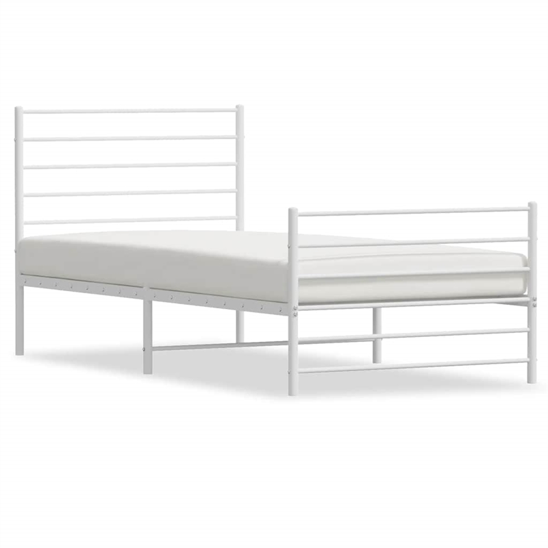 Bowery Hill Contemporary Powder-Coated Steel Twin Bed Frame in White