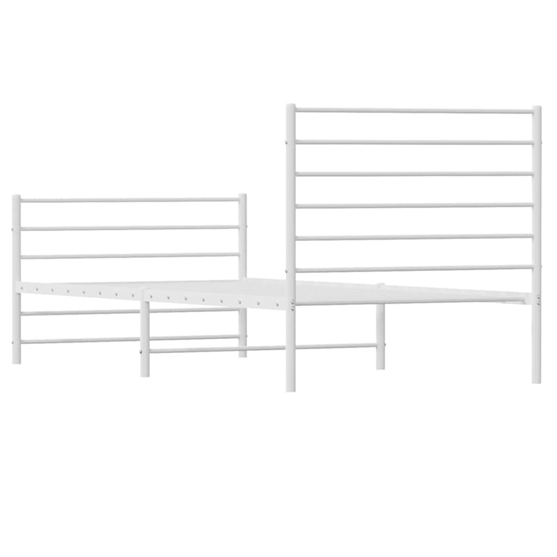 Bowery Hill Contemporary Powder-Coated Steel Twin Bed Frame in White