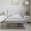 Bowery Hill Contemporary Powder-Coated Steel Twin Bed Frame in White