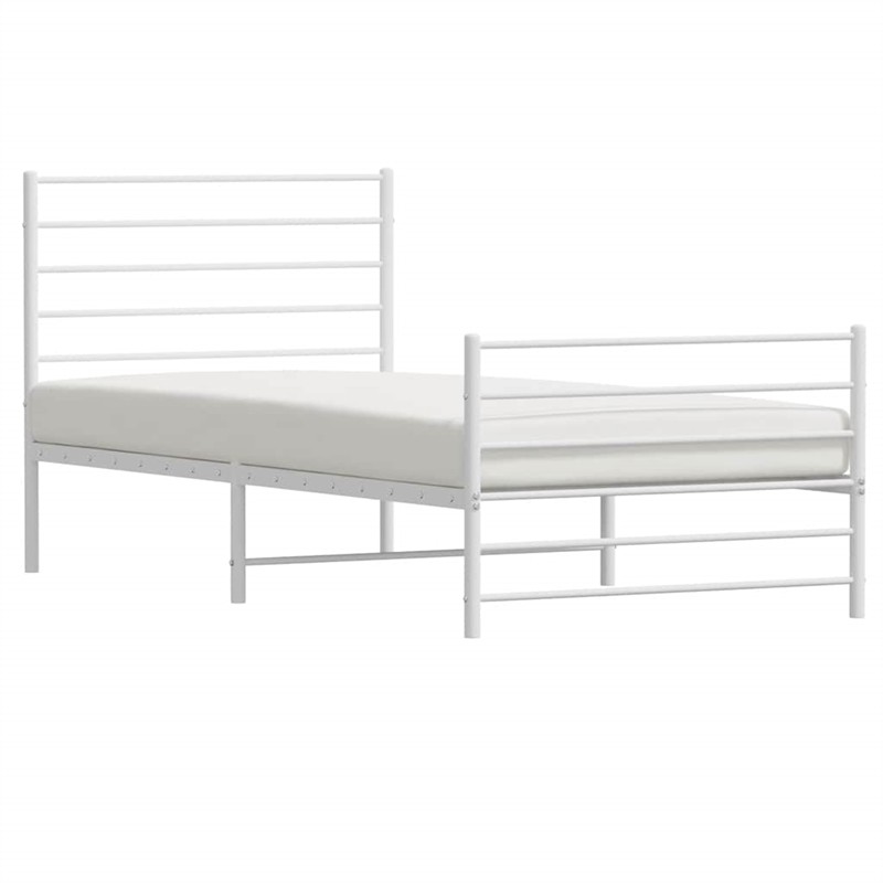 Bowery Hill Contemporary Powder-Coated Steel Twin Bed Frame in White