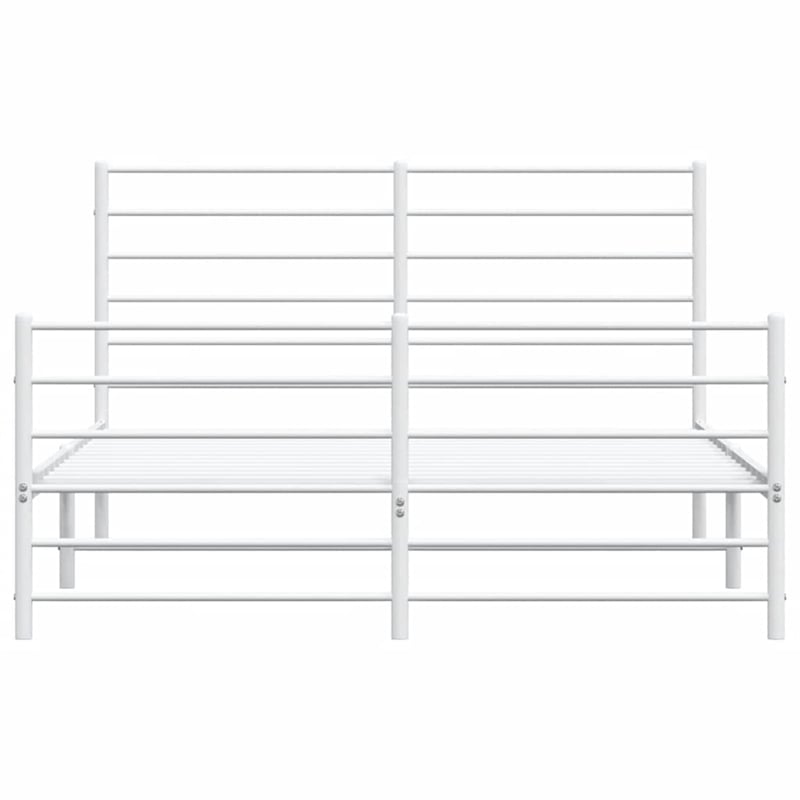Bowery Hill Rectangular Powder-Coated Steel Full Bed Frame in White