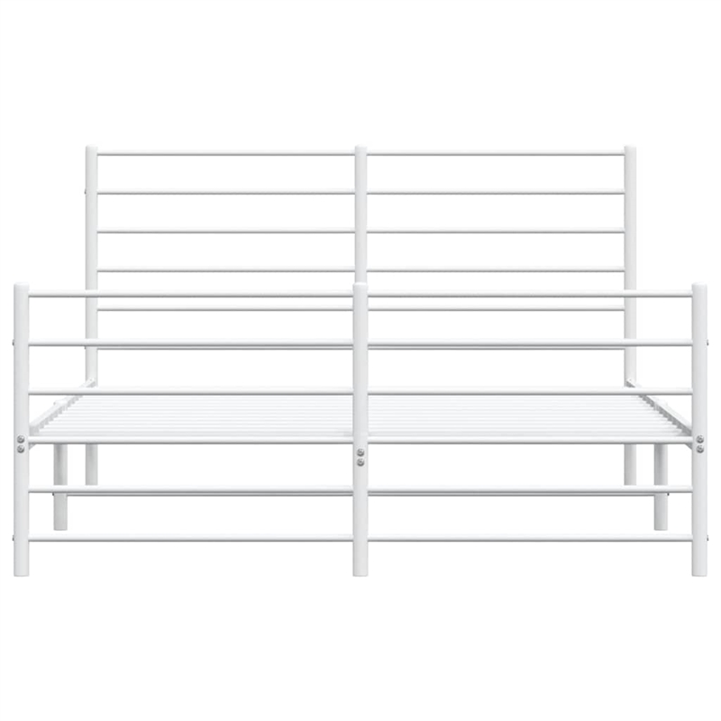 Bowery Hill Powder-Coated Steel King Size Bed Frame in White