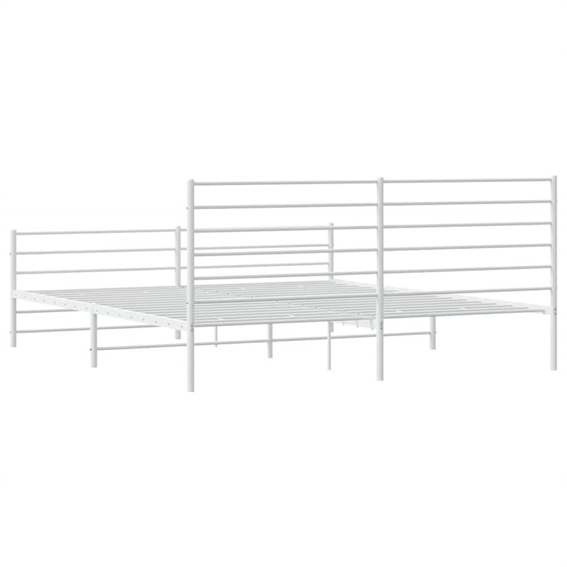 Bowery Hill Powder-Coated Steel Cal King/Double Bed Frame in White