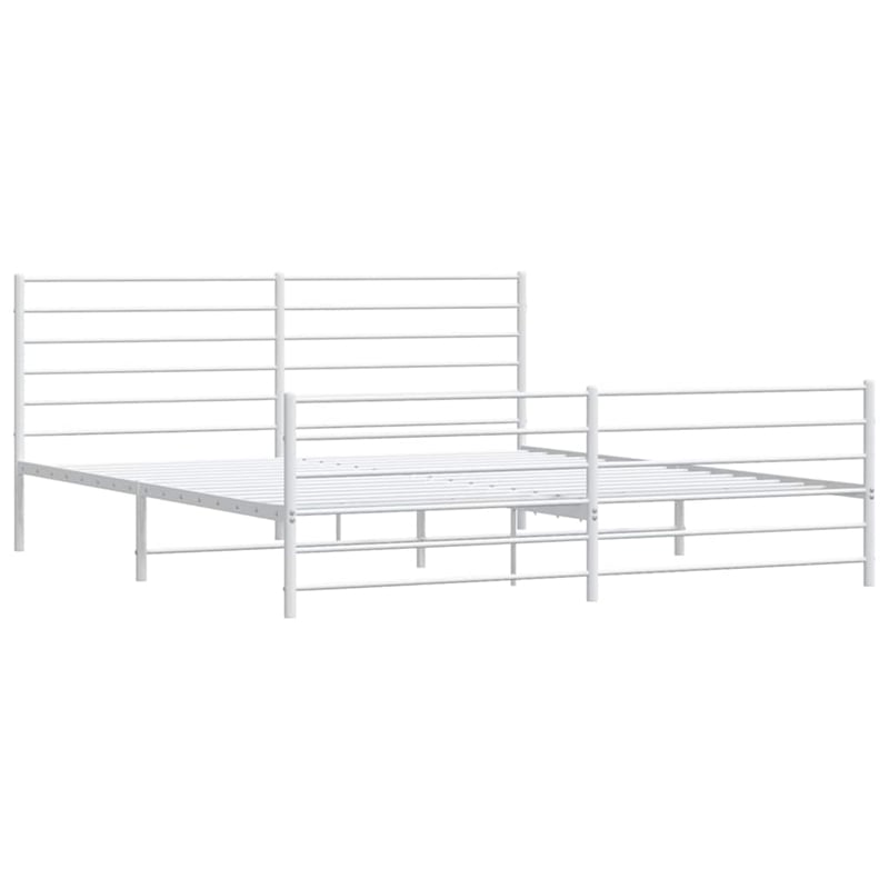Bowery Hill Powder-Coated Steel Cal King/Double Bed Frame in White
