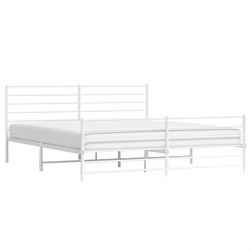 Bowery Hill Powder-Coated Steel Cal King/Double Bed Frame in White