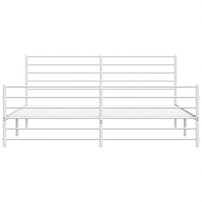 Bowery Hill Powder-Coated Steel Cal King/Double Bed Frame in White