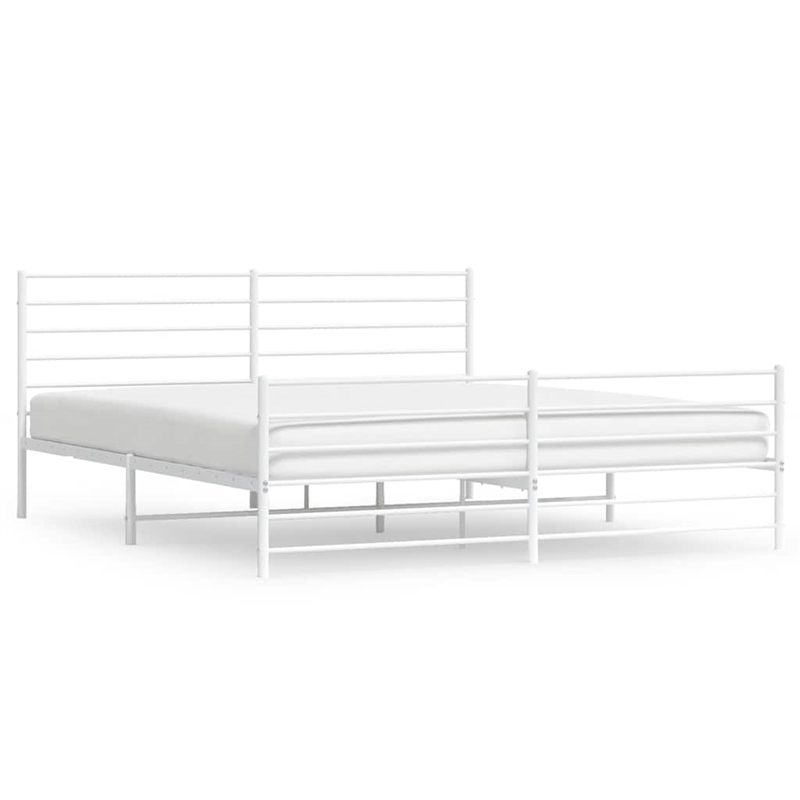 Bowery Hill Contemporary 76 x 80 Steel Extra Long Bed Frame in White