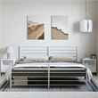 Bowery Hill Contemporary 76 x 80 Steel Extra Long Bed Frame in White