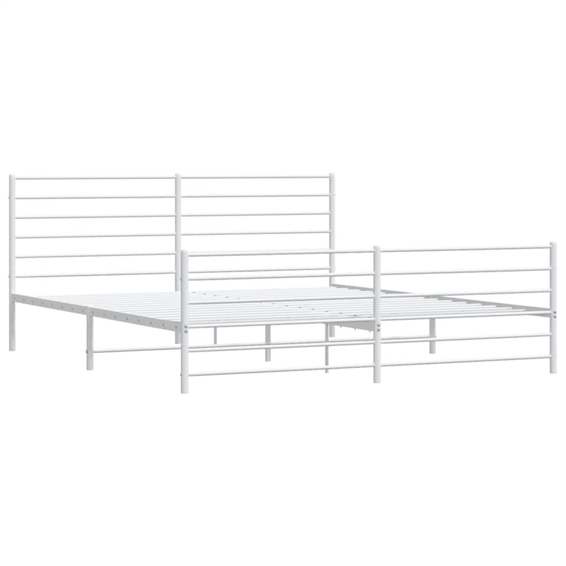 Bowery Hill Contemporary 76 x 80 Steel Extra Long Bed Frame in White