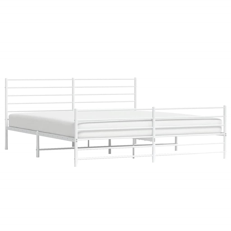 Bowery Hill Contemporary 76 x 80 Steel Extra Long Bed Frame in White