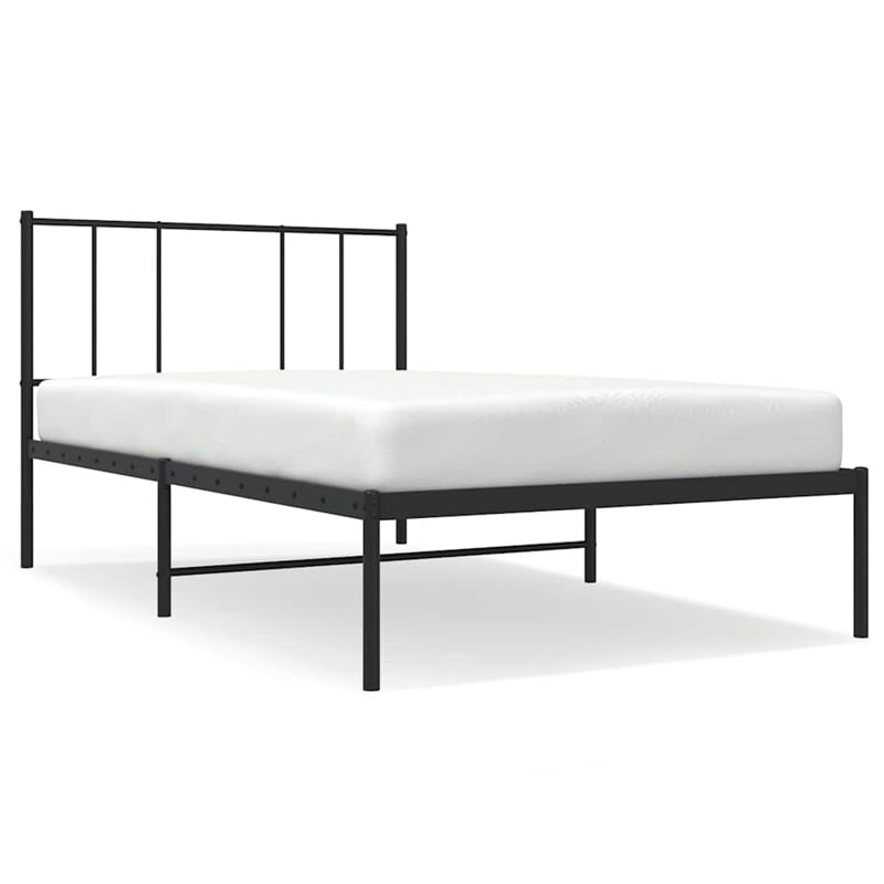 Bowery Hill Contemporary Powder-Coated Steel Twin Bed Frame in Black