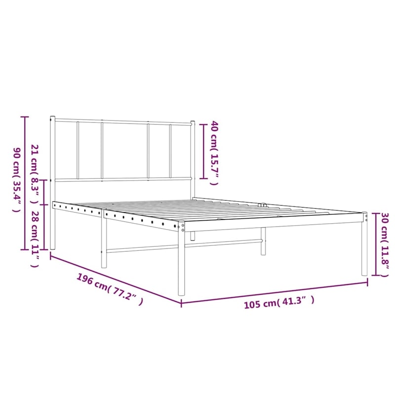 Bowery Hill Contemporary Powder-Coated Steel Twin Bed Frame in Black