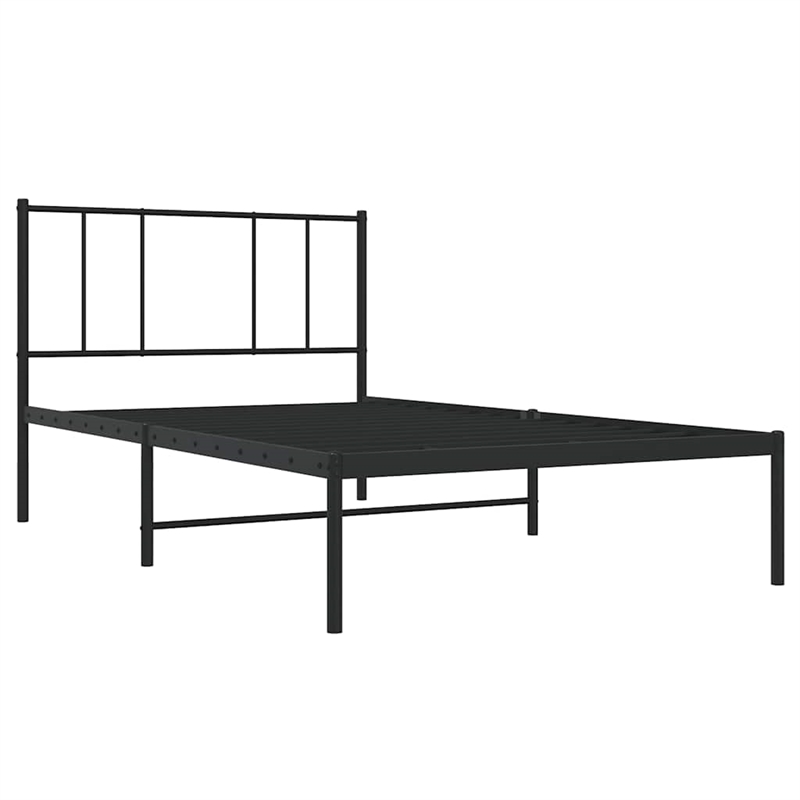 Bowery Hill Contemporary Powder-Coated Steel Twin Bed Frame in Black