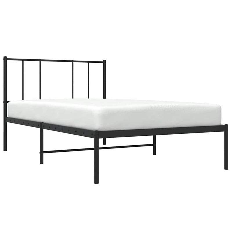 Bowery Hill Contemporary Powder-Coated Steel Twin Bed Frame in Black