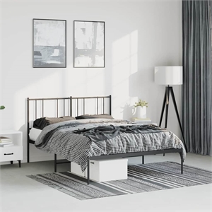 Bowery Hill Rectangular Powder-Coated Steel Full Bed Frame in Black
