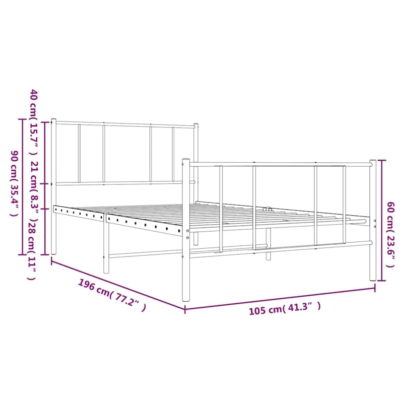 Bowery Hill Rectangular 39.4 x 74.8 Steel Bed Frame in Black