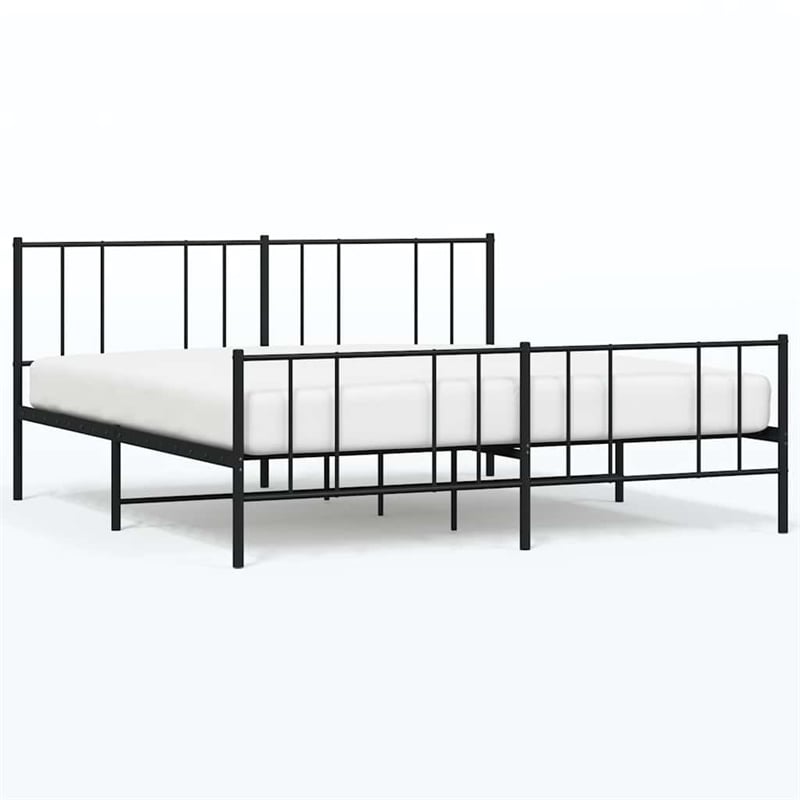 Bowery Hill Contemporary 76 x 80 Powder-Coated Steel Bed Frame in Black