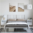 Bowery Hill Rectangular Powder-Coated Steel Full Bed Frame in White