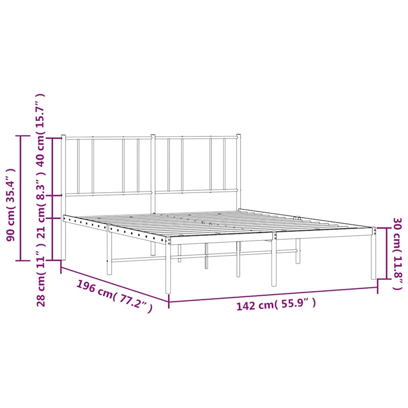Bowery Hill Rectangular Powder-Coated Steel Full Bed Frame in White