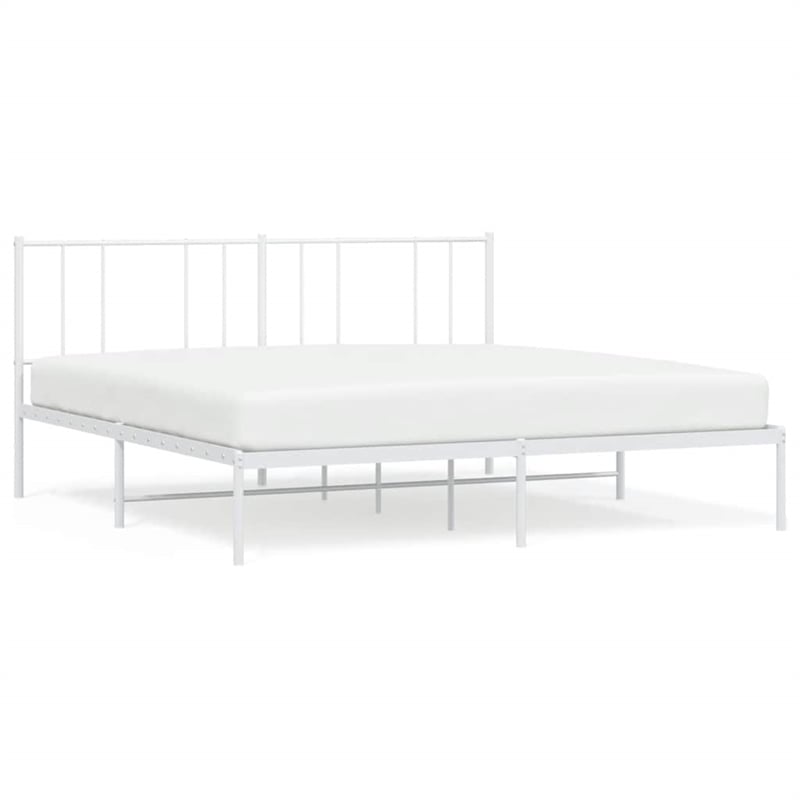Bowery Hill Powder-Coated Steel King/Double Bed Frame in White