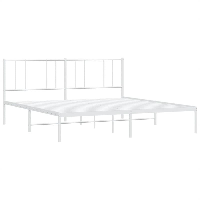Bowery Hill Powder-Coated Steel King/Double Bed Frame in White