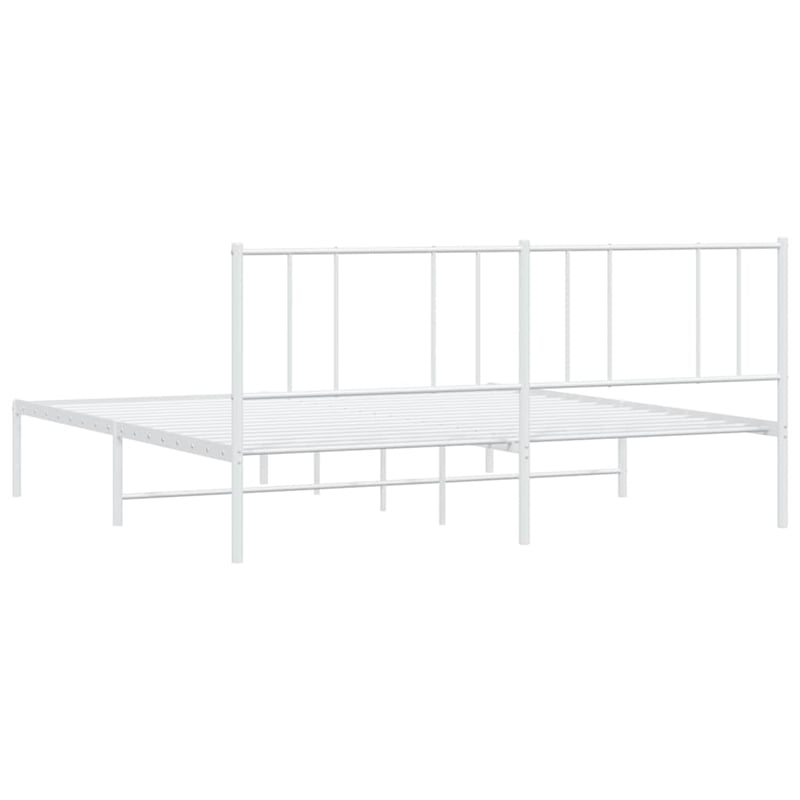 Bowery Hill Powder-Coated Steel King/Double Bed Frame in White