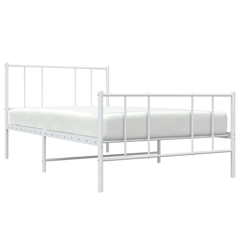 Bowery Hill Rectangular Powder-Coated Steel Twin Bed Frame in White